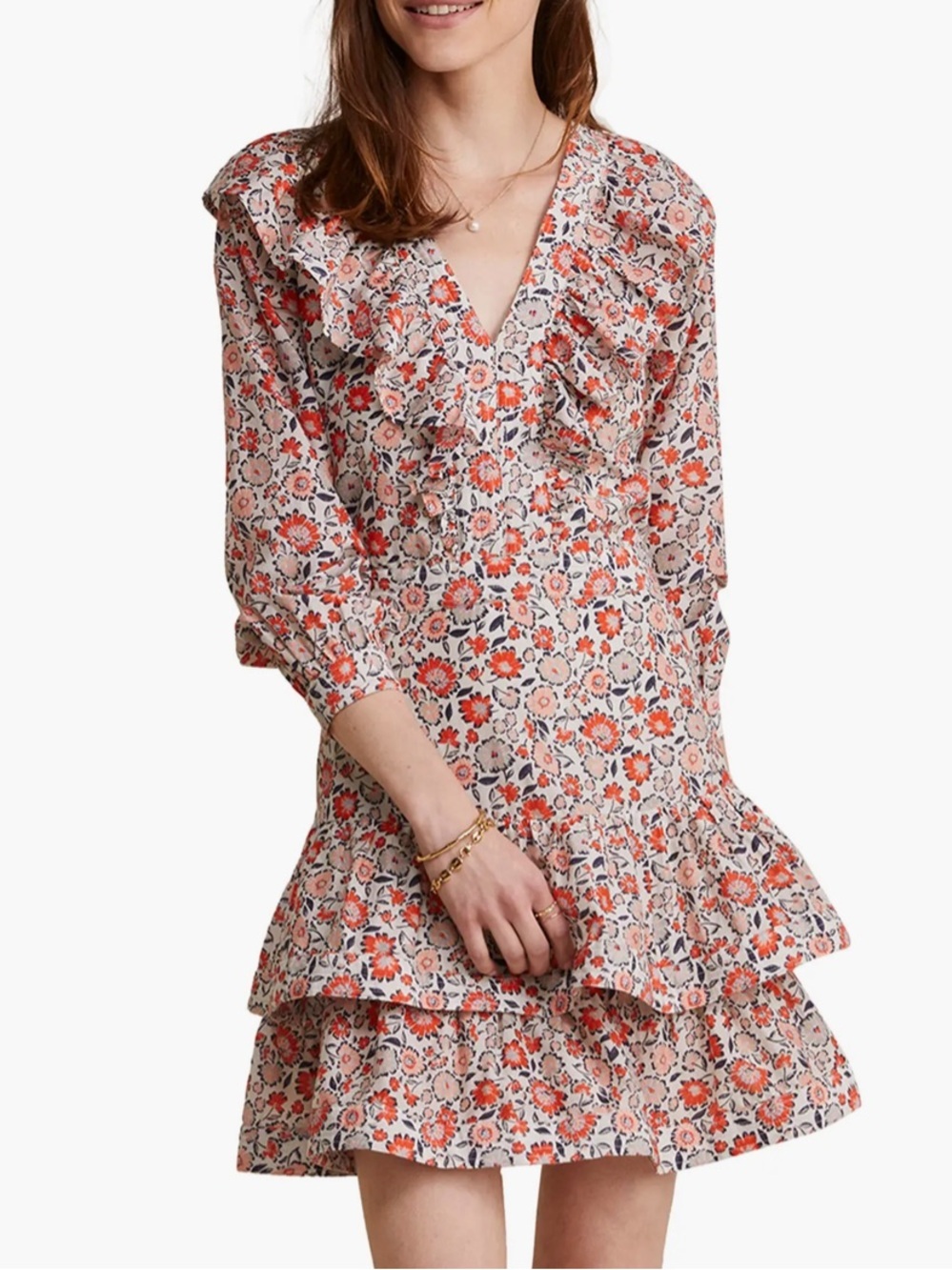NWT Vineyard Vines Pink Floral Ruffle IVY Mini Dress
